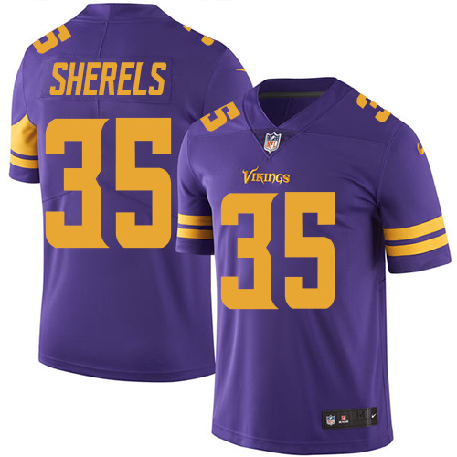 Minnesota Vikings #35 Limited Marcus Sherels Purple Nike NFL Men Jersey Rush Vapor Untouchable